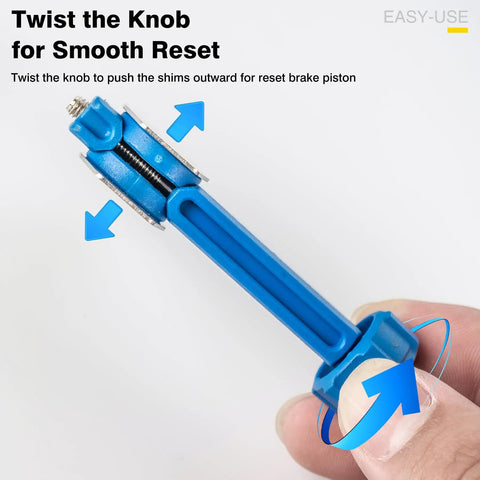 Bicycle Hydraulic Brake Caliper Spreader Tool for Mountain and Road Bikes shown twisting knob for caliper reset