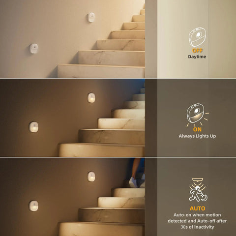 Must Have Rechargeable Motion Sensor Night Light Stick On LED Light USB Powered Dimmable 1 To 20 Lm in staircase settings