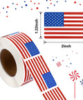500 Count American Flag Stickers Roll Pack 1.22 X 2 Inches Red White and Blue Patriotic Decals for Memorial Day 4th of July
