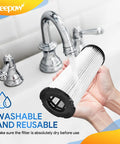 Dirt Devil F1 Vacuum Filter Replacement 3 Pack Compatible With Featherlite Bagless Upright Vacuums shown being washed under faucet