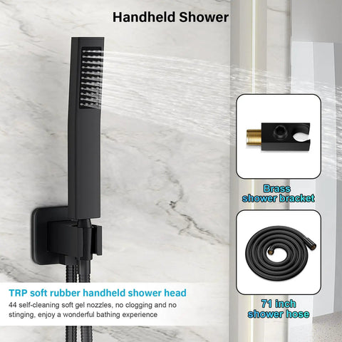 Top Shelf Matte Black Rain Shower Set With Heavy Duty Solid Brass Mixing Valve And 10 Inch Round Head For A Snappy Daily Setup In Your Modern Bathroom Space