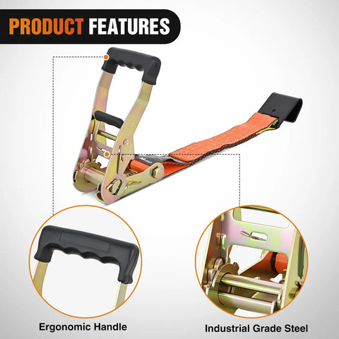 Built Tough 2 Inch By 30 Foot Flat Hook Ratchet Straps 10 Pack Orange Heavy Duty Cargo Tie Downs 10000 Lb Break Strength ergonomic handle and industrial grade steel.