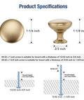 Champagne Bronze Cabinet Knobs 1-1/6 Inch Solid Zinc Alloy With Brushed Brass Finish 25 Pack Long Lasting Scratch Resistant Door Handles Easy Install For Kitchen Cabinets And Furniture Boss Look, round knob dimensions