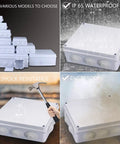 Heavy Duty Abs Plastic Junction Box Featuring IP65 Waterproof Protection And Dustproof Seals For No Sweat Electrical Projects In Crisp White Finish with shock resistance.