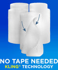 Front view: Band-Aid rolled gauze dressings, white flexible gauze, 3 in x 2.1 yd, value pack 5 ct