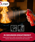 Universal Foam Fire Extinguisher Spray 500ml Compact Cylinder in use extinguishing a kitchen fire with a steady mist.