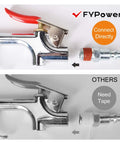 Top Shelf 18 Piece Air Compressor Accessories Kit Featuring 25 Ft Recoil Poly Hose And 100 PSI Tire Inflator Gauge Plus Kickass Blow Gun Nozzle And Quick Connect Couplers For Your Shop showing blow gun nozzle connection options.