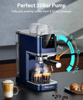 20 Bar Espresso Machine With Auto Milk Frother And Crisp Lcd Screen, Stainless Steel Hot Iced Coffee Maker brewing espresso shots