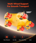 Heavy Duty Machine Skate With 8800 Lbs Capacity, 360 Degree Rotation Cap, PU Swivel Rollers, yellow platform with red wheels