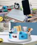 360 Degree Rotating Desk Organizer With 9 Deep Bins, 12 Inch Lazy Susan Turntable for neat classroom and art storage