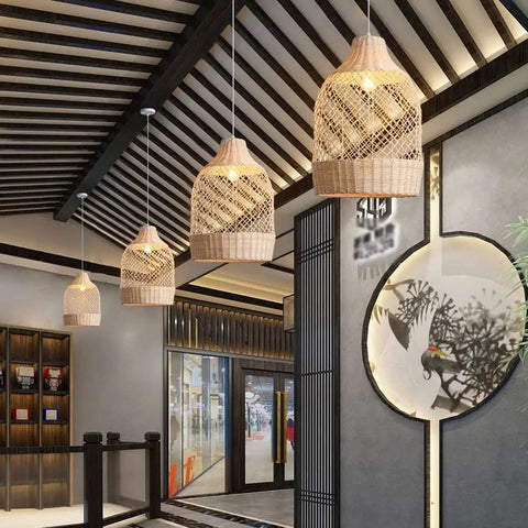 Natural Rattan Pendant Light Handwoven Wicker Ceiling Lamp For Dining Room And Kitchen Ge Style Rattan Hanging Light Fixture Isla Design Home Decor Cool And Modern