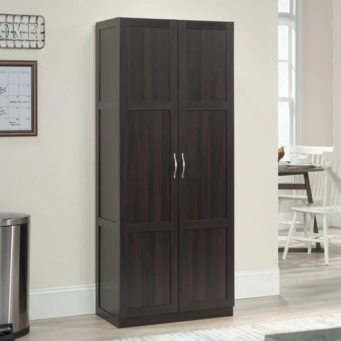 Tall Cinnamon Cherry Pantry Cabinet With Adjustable Shelves, 29.6 W By 16.0 D By 71.5 H, Space Saving Kitchen And Laundry Storage Organizer