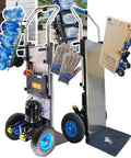Heavy Duty 1200W Electric Stair Climber Cart With Brushless Motor Lifts Up To 400 Kilos On One Go Featuring Big Removable Lithium Battery and gloves.
