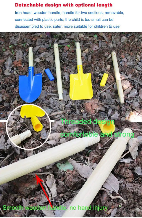 Kids Garden Tools Set For Small Hands, Mini Leaf Rake And Essentials, durable wood iron and plastic assembly on leaves