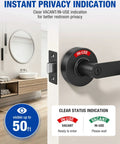 Heavy Duty Dual Pack Bathroom Lock With Vacant Occupied Sign For Door Handle Commercial Grade Restroom Knob, black bathroom lock on door