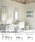 Four Light Vanity Lighting Fixture With Chrome Finish And Clear Glass Shades For Totally Modern Bathroom Vanity Over Mirror