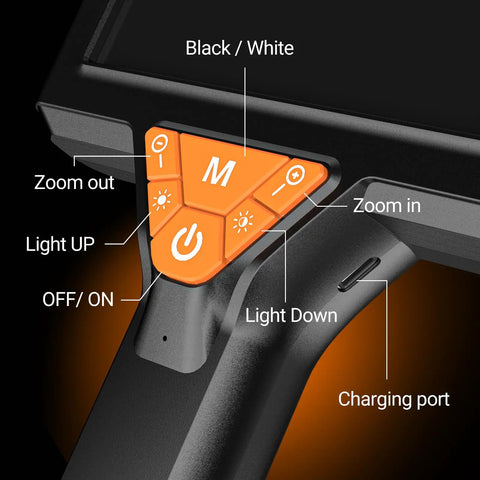 Control buttons of 4.3 Inch Endoscope Camera With 8 LED Lights And 8mm Borescope IP67 Waterproof Snake Inspection Tool With Semi-Rigid Cable