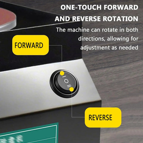 Control panel of Real Deal Heavy Weight Bench Grinder And Knife Sharpener With Seven Adjustable Speeds showcasing forward and reverse rotation options.