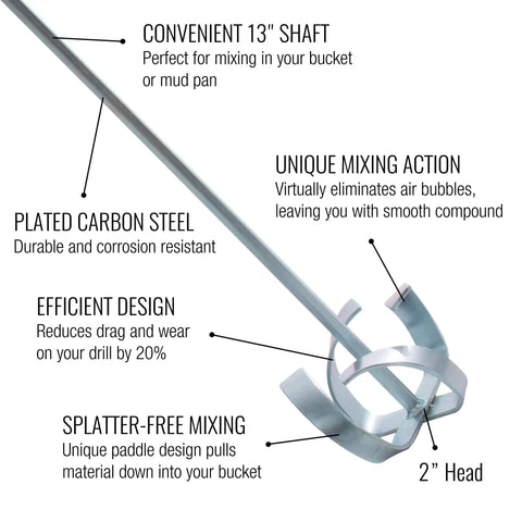 Pro Grade Paint And Drywall Mud Mixer With Extra Long 28 Inch Shaft And 4 Inch Paddle Head Patent Pending Splatter Free Operation