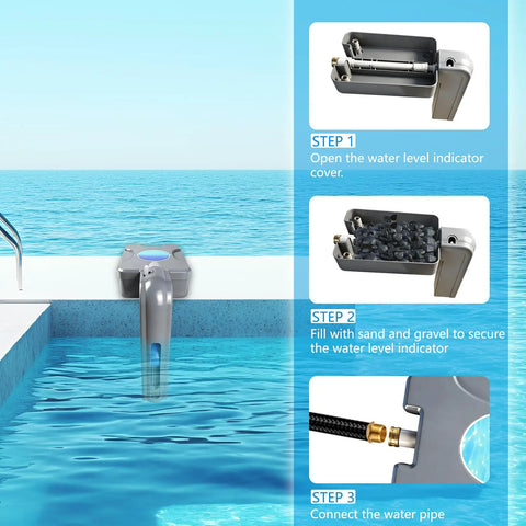 Automatic Pool Filler That Keeps Your Water Level On Point All Day Long No More Constant Top Offs Smart Auto Fill Device For Pools Water Leveler Level Control Easy Install Low Maintenance Energy Efficient installed by pool edge