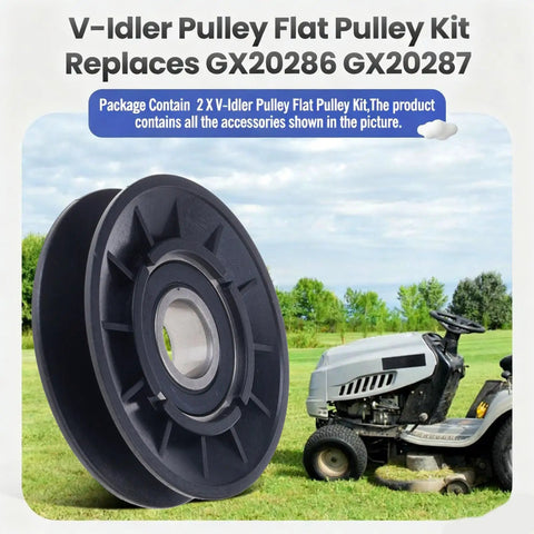 Slick V Idler Pulley Kits That Fix Your John Deere Grass Mower Badly Worn Flat Spools For Models Like LA115 LA135 LA165 And D110 Heavy Duty Gear, black plastic mower pulley with metal bearing