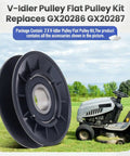 Top Tier GX20286 And GX20287 Grass Mower Belt V Idler Pulley Kits That Are Totally Compatible With John 102 To D170 Models For A Smooth Ride, black V-idler pulley on lawn tractor