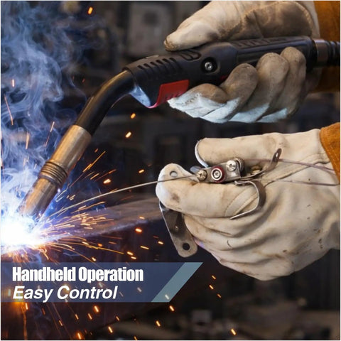 Person using Handheld Welding Wire Feed Tool for Smooth TIG and Arc Work, Compact Filler Rod Guide with sparks flying