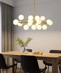 Black Gold Sputnik Chandelier 6 Light Modern Ceiling Flush Mount Pendant Lighting With Adjustable Height in dining room
