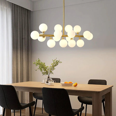 Black Gold Sputnik Chandelier 6 Light Modern Ceiling Flush Mount Pendant Lighting With Adjustable Height in dining room