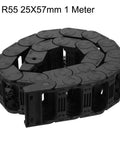 Open Type Drag Chain Cable Carrier With End Connectors 25x57mm Inner Size 1 Meter Plastic for cable management