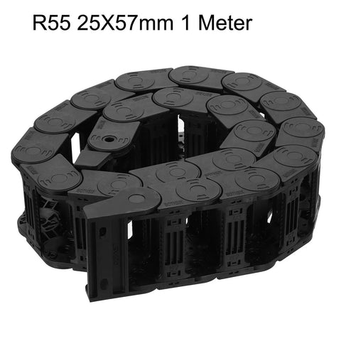 Open Type Drag Chain Cable Carrier With End Connectors 25x57mm Inner Size 1 Meter Plastic for cable management