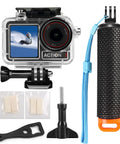 Waterproof Case With Floating Grip For DJI Action 5 Pro Action 4 And Action 3 Cameras, 50M 164FT Deep Dive Housing, Anti Fog Inserts