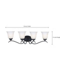 Medusa 4 Light Vanity Light In Oil Rubbed Bronze With Alabaster White Glass Shades, 30 Inch Wide Bathroom Wall Fixture, front view