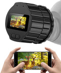 Telescope Camera Eyepiece With 64GB Card, 1080P FHD Recording, 2MP Photos shown transferring images to phone via WiFi connection