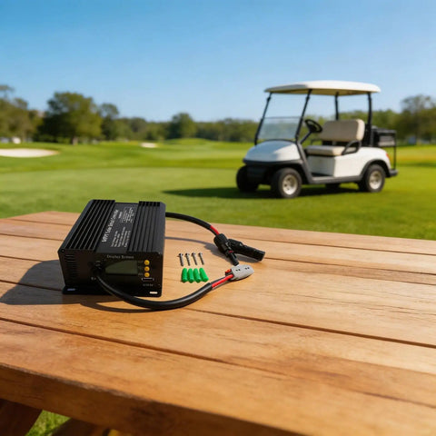 Heavy Duty 1000W Solar Charge Controller Supporting 24V 48V 60V 72V Electric Vehicles With Phosphate Batteries on wooden table.