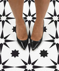White and black peel and stick vinyl floor tiles 12 by 12 inches pack of 10 no grout needed easy install water resistant washable virgin vinyl