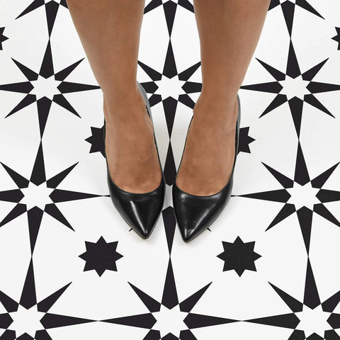 White and black peel and stick vinyl floor tiles 12 by 12 inches pack of 10 no grout needed easy install water resistant washable virgin vinyl