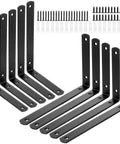 10 Pack Black Cast Iron L Shelf Brackets Heavy Duty Corner Braces Support Sixty Six Pounds Rust Resistant Wall Mount Hardware For Seven Inch Boards.