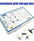 automotive vacuum connector kit with 165 pieces and 34 sizes in a grid storage box
