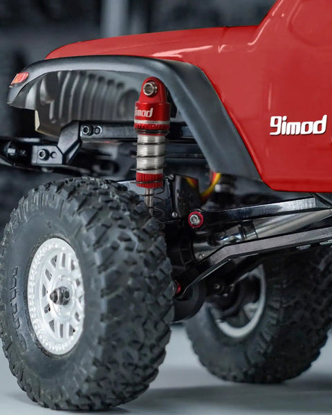 Close-up of 53mm Aluminum Threaded Shock Absorbers Oil Damper For TRX4M TRX4MT One Eighteenth Scale RC Crawler