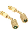 Two Pack 5/16 To 1/4 SAE Quick Couplers 45 Degree Angled Vacuum Adapter For R410A Ductless Mini Split Systems HVAC