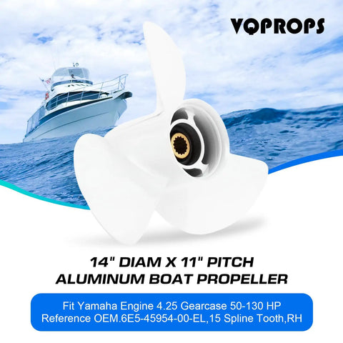 15 Spline Aluminum Outboard Propeller For Yamaha 50 To 130HP Engines With 14x11 Pitch Right Hand Rotation Three Blade Design