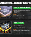 Premium EV And Hybrid Diagnostic Scanner For High Voltage Systems And Offline Battery Pack Tests With Bi Directional Controls Plus Forty Six Rapid Service Resets To Knock Out Check Engine Lights Fast, showcasing ECU coding features.