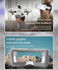 Immersive FPV Racing Drone Kit With 1080P Camera And Goggles For Indoor Flying, child using goggles and image transmission illustration.