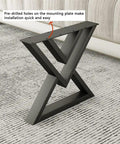 Heavy Duty 16 Inch Coffee Table Legs Set Of 2 Industrial Metal Bench Legs With 600 Lbs Load Capacity in matte black finish.