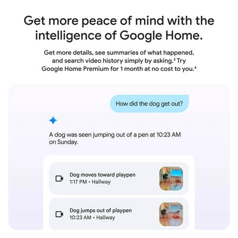 Image showcasing Nest Cam Indoor Wired 3rd Gen Security Camera with Google Home integration for smart home surveillance insights
