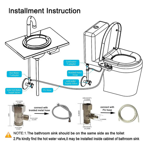 Installation guide for Ultra Slim Toilet Bidet Attachment With Warm Water And Cold Water Non Electric Front And Rear Wash