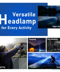 Rechargeable LED Headlamp 400 Lumens USB C Five Modes Lightweight And Adjustable For Night Runs Hiking Camping Fishing And Cycling
