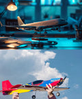 Model planes showcasing lightweight foam wheel set for RC airplanes and helicopters 4 inch diameter wheel and tire kit.
