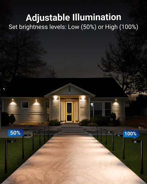 Two Watt Solar LED Pathway Light For Outdoor Walkways And Gardens 120 Lumen Lit Ambient Glow 2700K Soft White at night